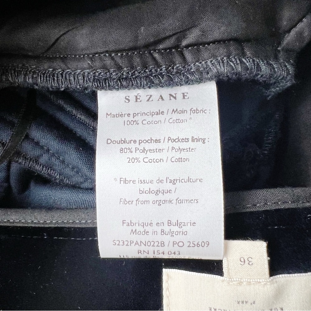 Sezane Velvet Florentine Straight Leg Trousers in Deep Navy Size 4 - Picture 9 of 11